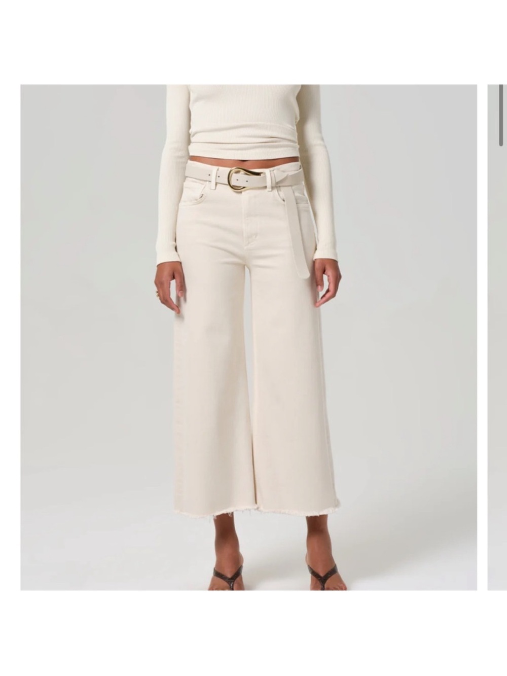 Anthropologie Wide Leg Cropped Lyra Jeans in Cream Almondette
